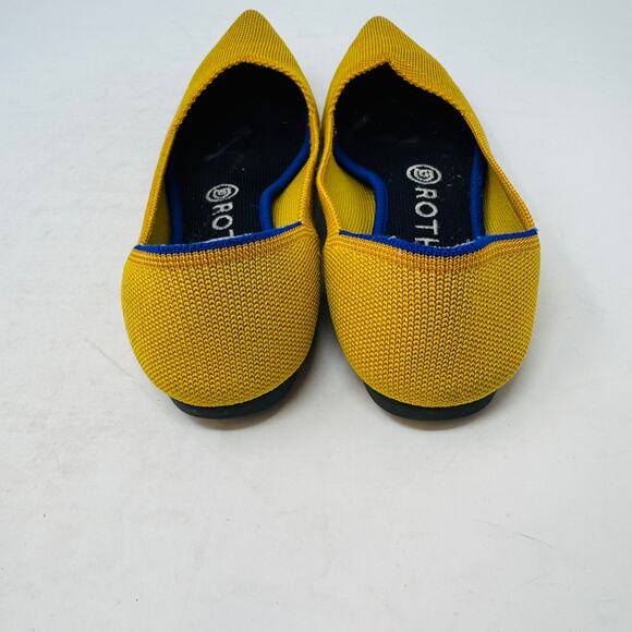 Rothy’s Point Flats Size 7 Mustard Yellow Knit Shoes Sustainable Washable - Picture 7 of 12